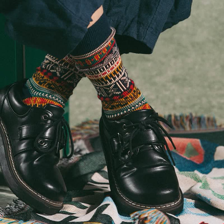 Calcetines de algodón con estampado de punto colorido y llamativo para hombre