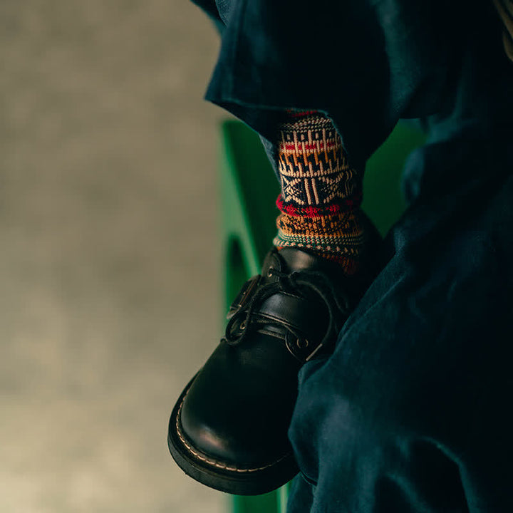 Calcetines de algodón con estampado de punto colorido y llamativo para hombre