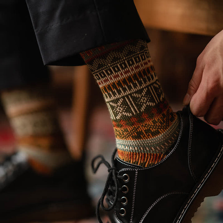 Calcetines de algodón con estampado de punto colorido y llamativo para hombre
