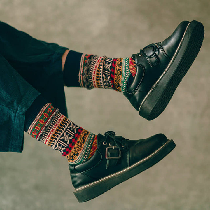 Calcetines de algodón con estampado de punto colorido y llamativo para hombre