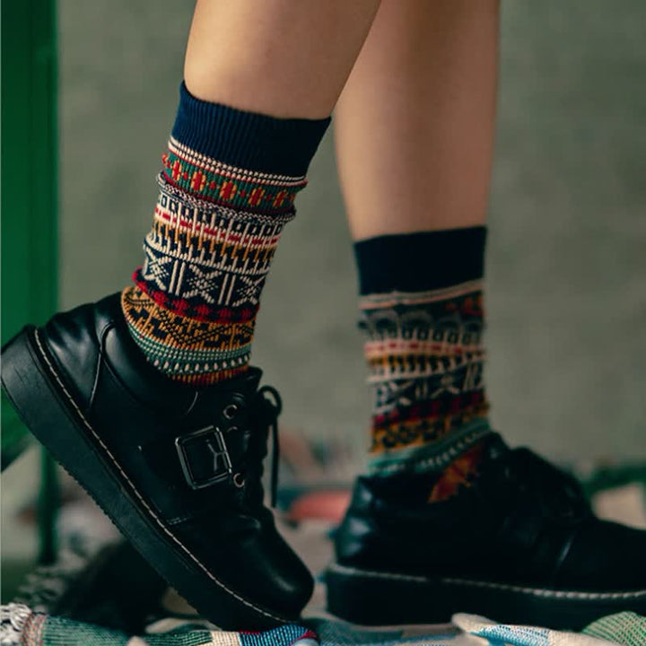Calcetines de algodón con estampado de punto colorido y llamativo para hombre