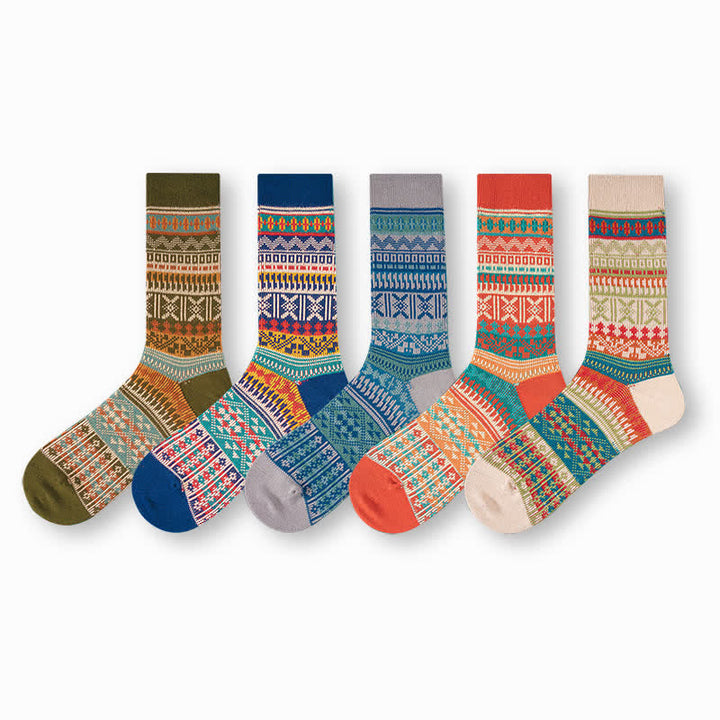 Calcetines de algodón con estampado de punto colorido y llamativo para hombre