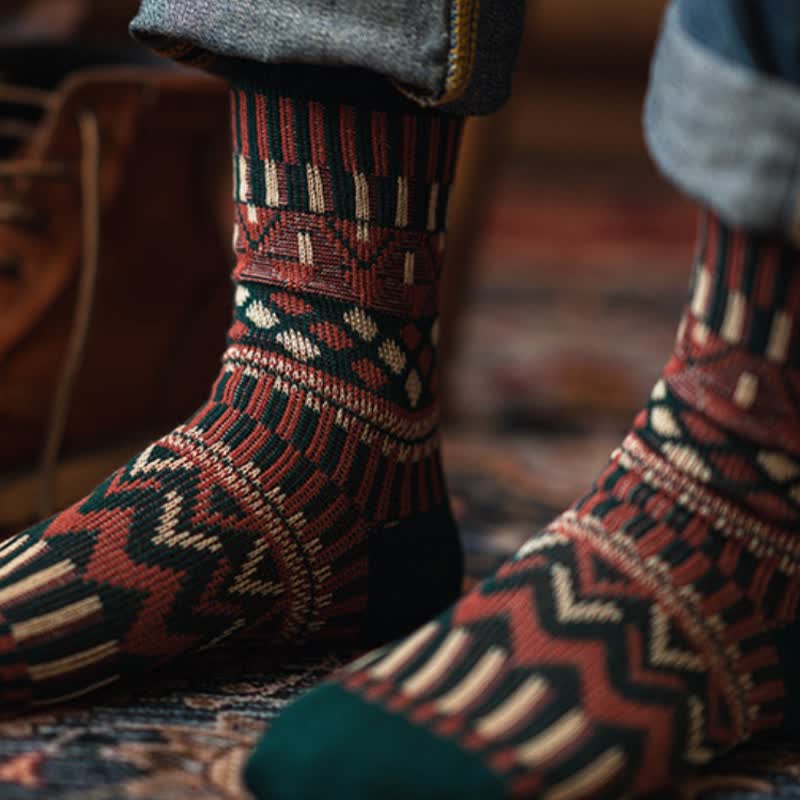 Calcetines de algodón con estampado tribal de colores