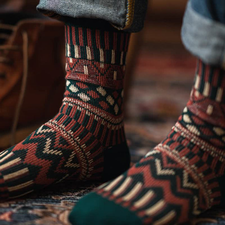Calcetines de algodón con estampado tribal de colores