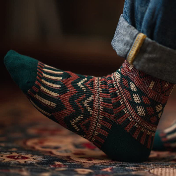 Calcetines de algodón con estampado tribal de colores