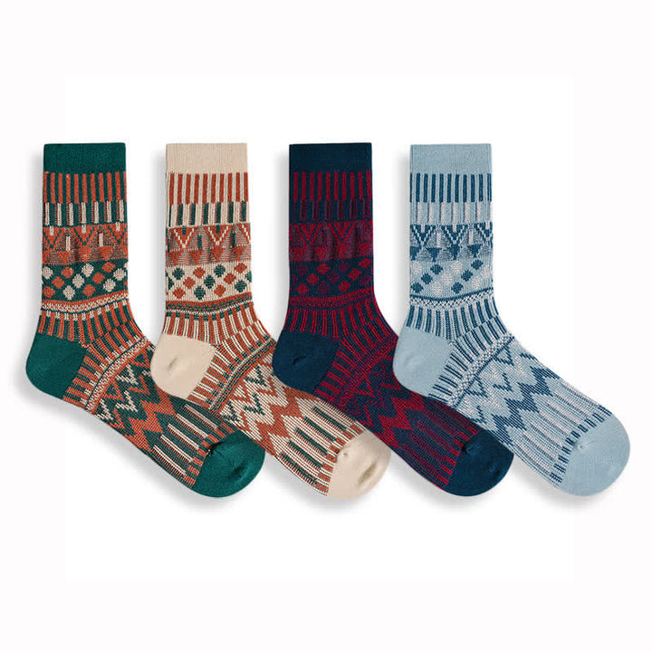 Calcetines de algodón con estampado tribal de colores