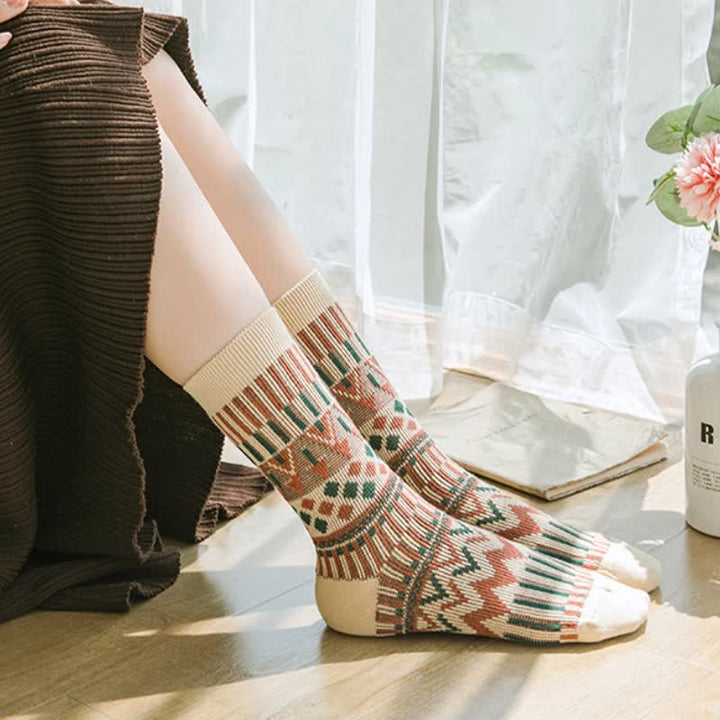 Calcetines de algodón con estampado tribal de colores