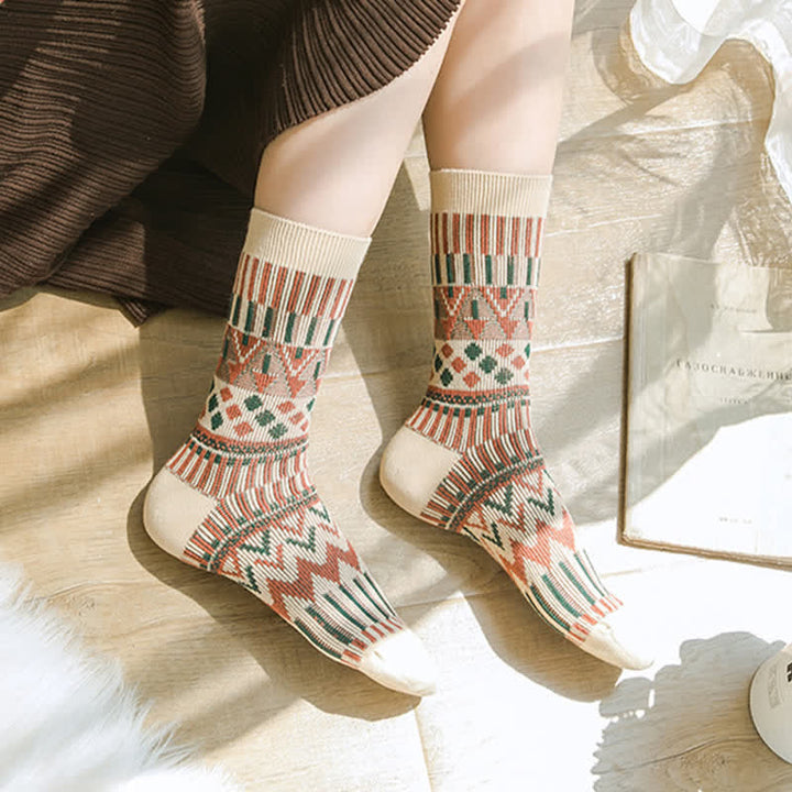 Calcetines de algodón con estampado tribal de colores