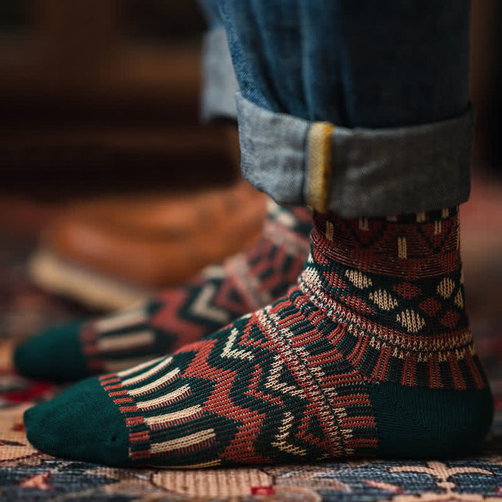 Calcetines de algodón con estampado tribal de colores