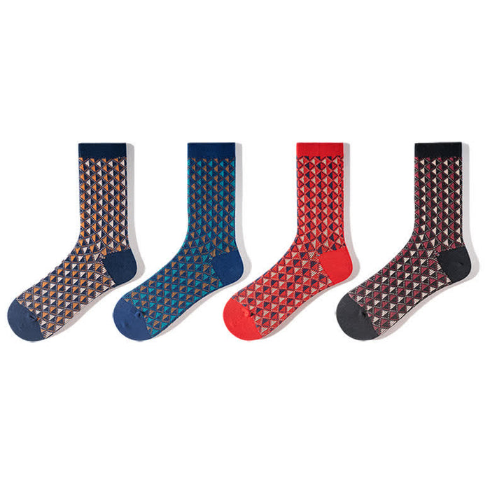 Calcetines de algodón con estampado de triángulos en colores contrastantes