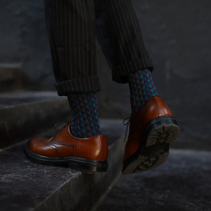 Calcetines de algodón con estampado de triángulos en colores contrastantes