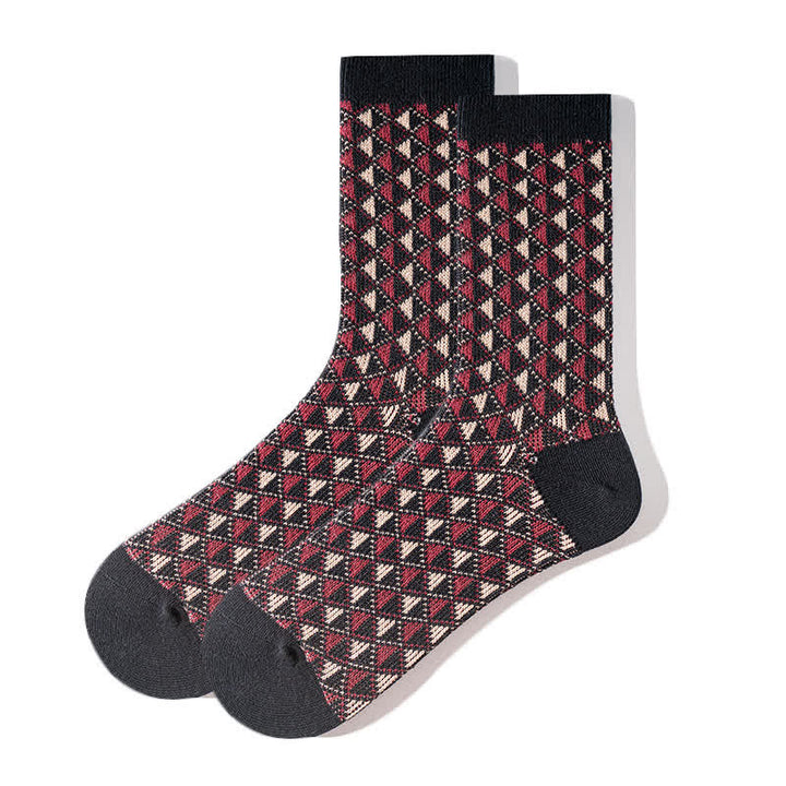 Calcetines de algodón con estampado de triángulos en colores contrastantes