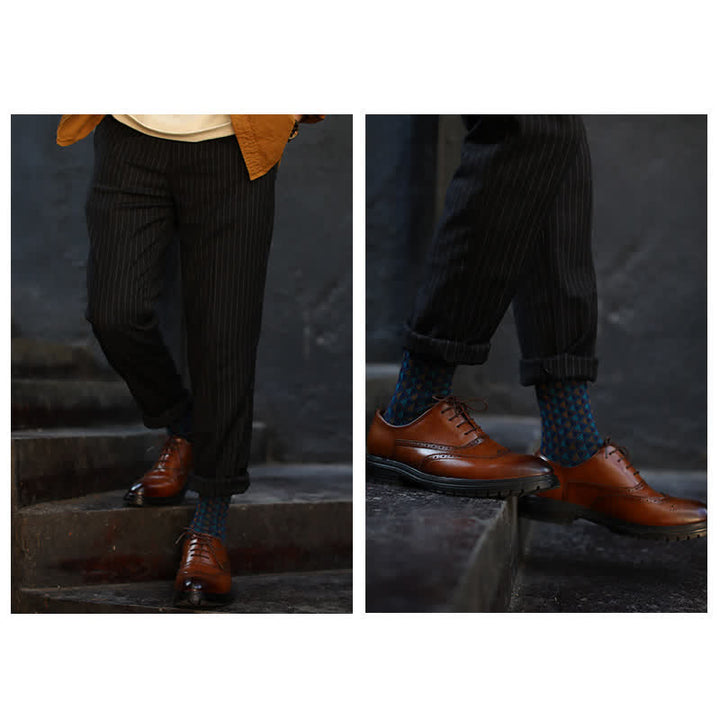 Calcetines de algodón con estampado de triángulos en colores contrastantes