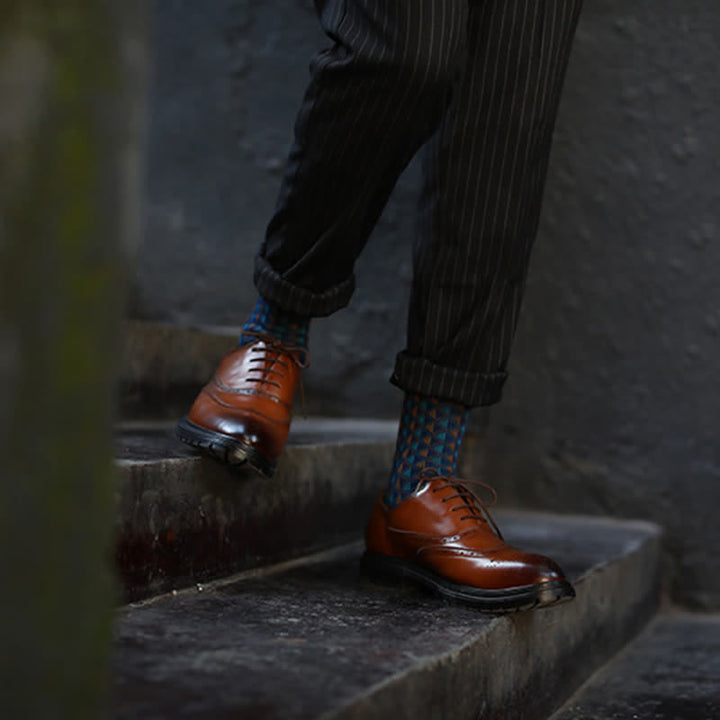 Calcetines de algodón con estampado de triángulos en colores contrastantes