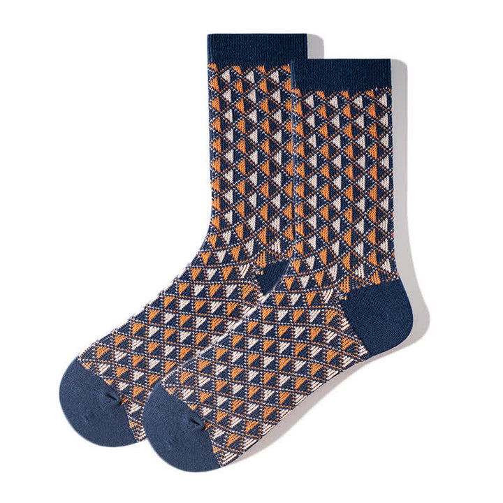 Calcetines de algodón con estampado de triángulos en colores contrastantes