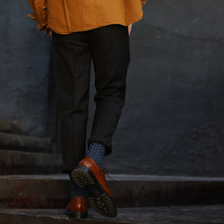 Calcetines de algodón con estampado de triángulos en colores contrastantes