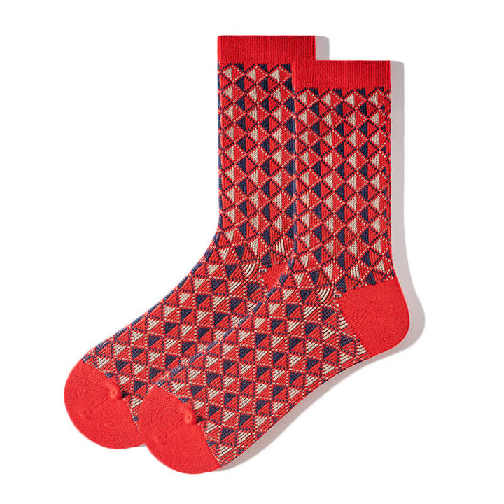 Calcetines de algodón con estampado de triángulos en colores contrastantes
