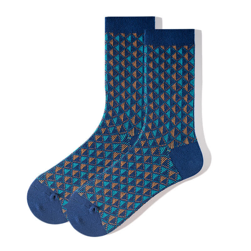 Calcetines de algodón con estampado de triángulos en colores contrastantes