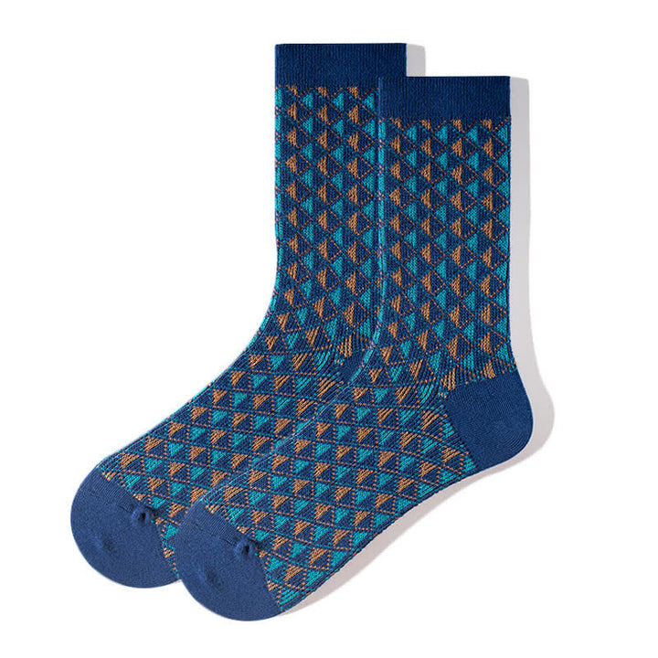 Calcetines de algodón con estampado de triángulos en colores contrastantes