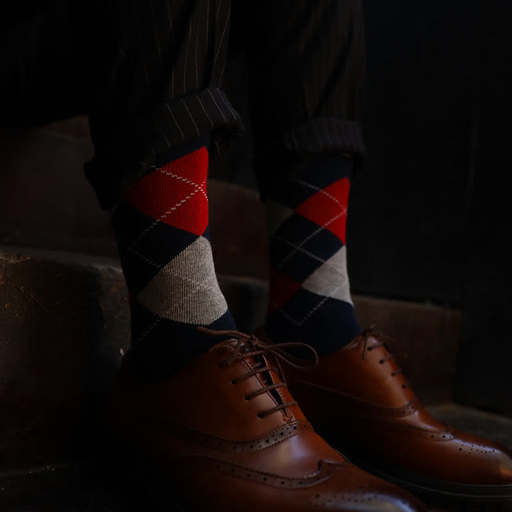 Calcetines de algodón con diseño de rombos para hombre