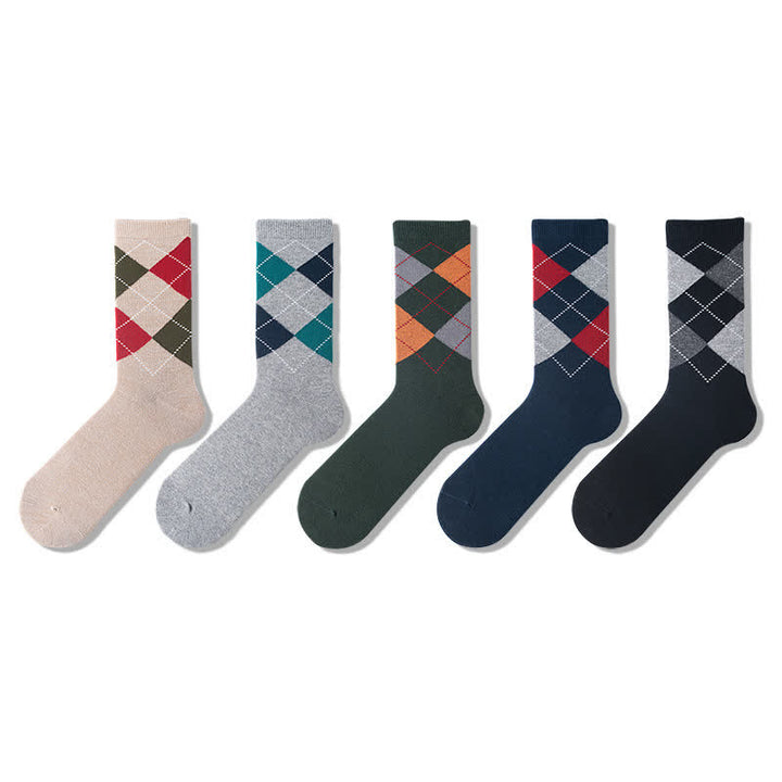 Calcetines de algodón con diseño de rombos para hombre