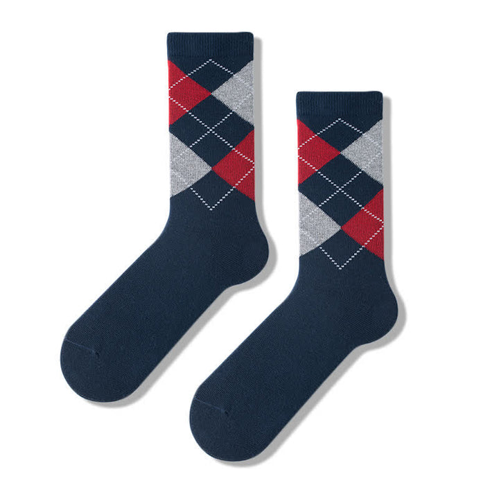 Calcetines de algodón con diseño de rombos para hombre