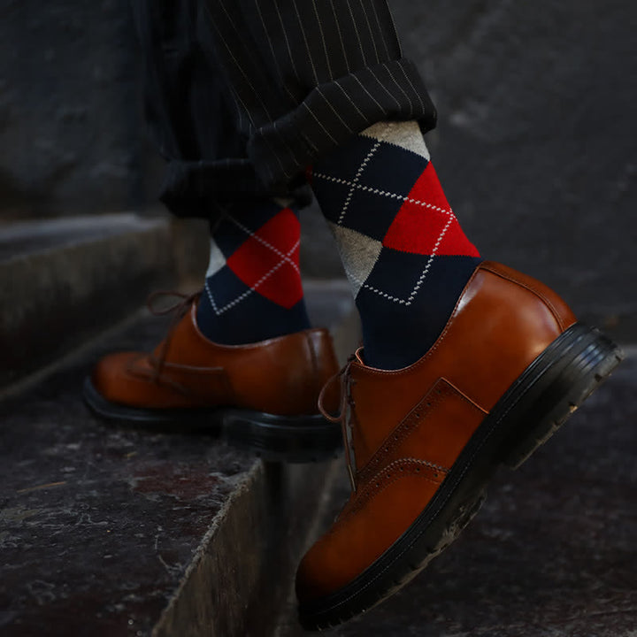 Calcetines de algodón con diseño de rombos para hombre