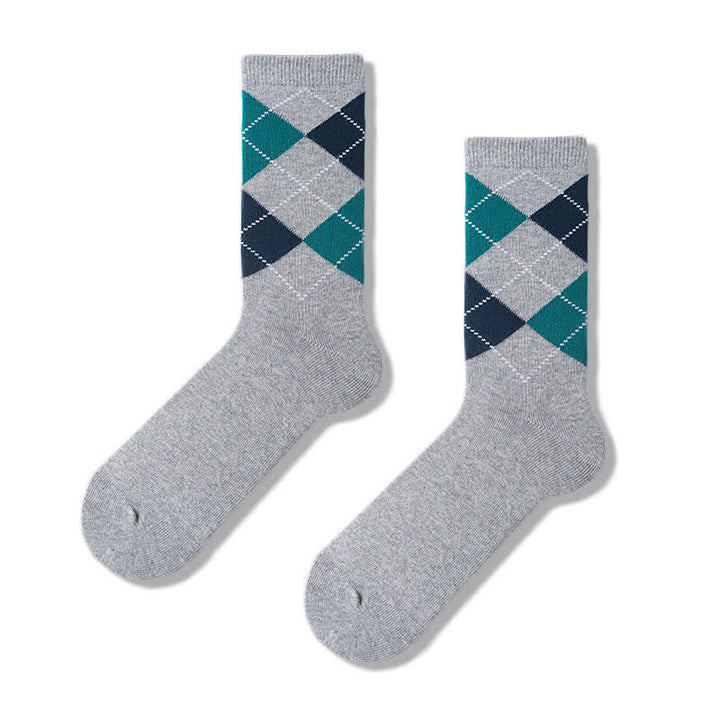 Calcetines de algodón con diseño de rombos para hombre