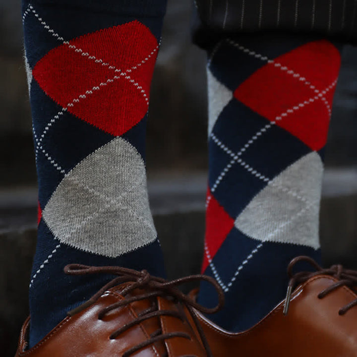 Calcetines de algodón con diseño de rombos para hombre