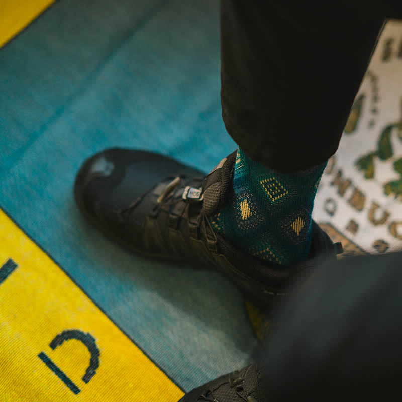 Calcetines de algodón con diseño de mosaico de diamantes divertidos y modernos