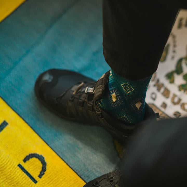 Calcetines de algodón con diseño de mosaico de diamantes divertidos y modernos