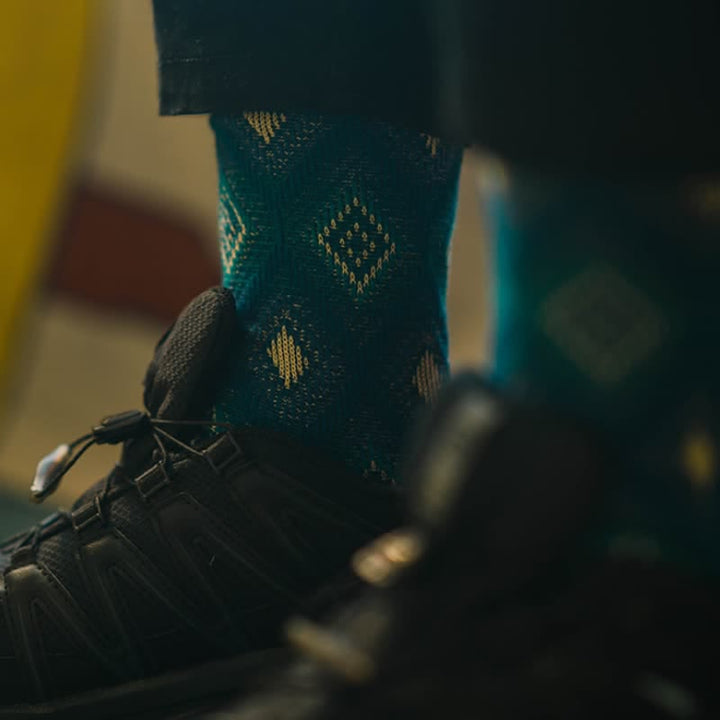 Calcetines de algodón con diseño de mosaico de diamantes divertidos y modernos