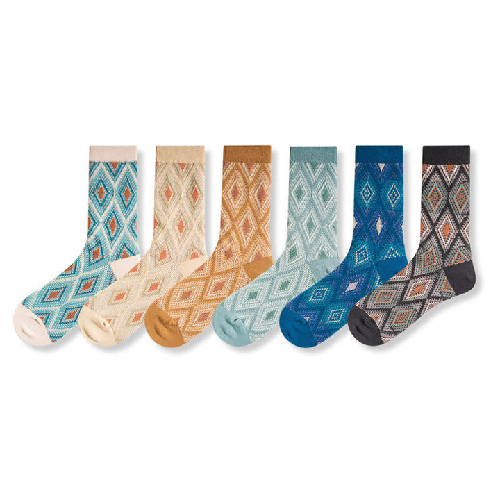 Calcetines de algodón con diseño de mosaico de diamantes divertidos y modernos
