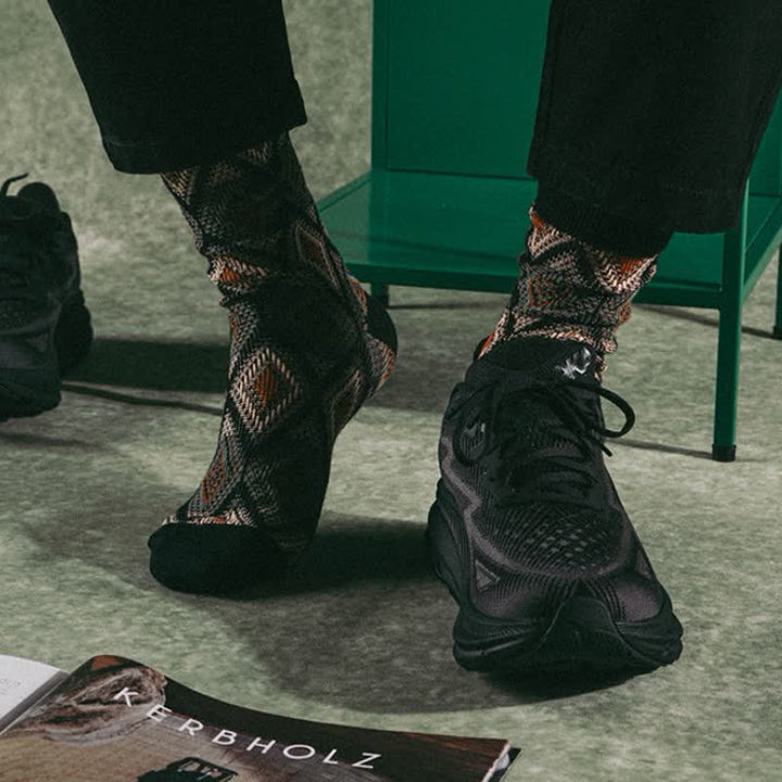 Calcetines de algodón con diseño de mosaico de diamantes divertidos y modernos