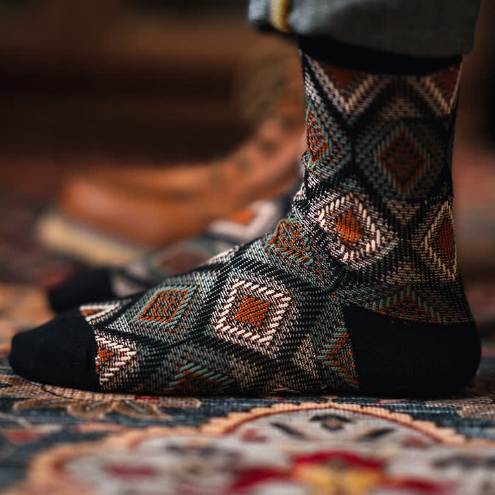 Calcetines de algodón con diseño de mosaico de diamantes divertidos y modernos