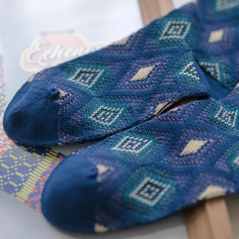 Calcetines de algodón con diseño de mosaico de diamantes divertidos y modernos