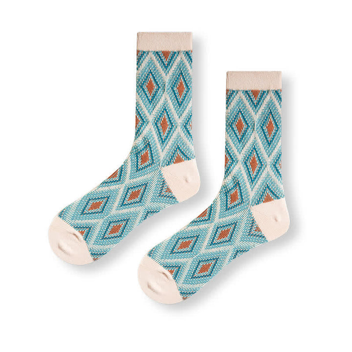 Calcetines de algodón con diseño de mosaico de diamantes divertidos y modernos