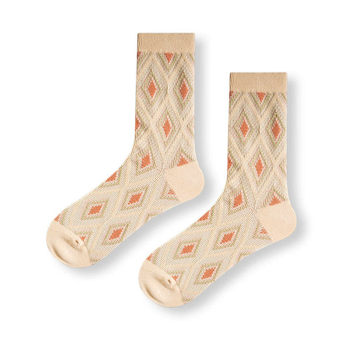 Calcetines de algodón con diseño de mosaico de diamantes divertidos y modernos