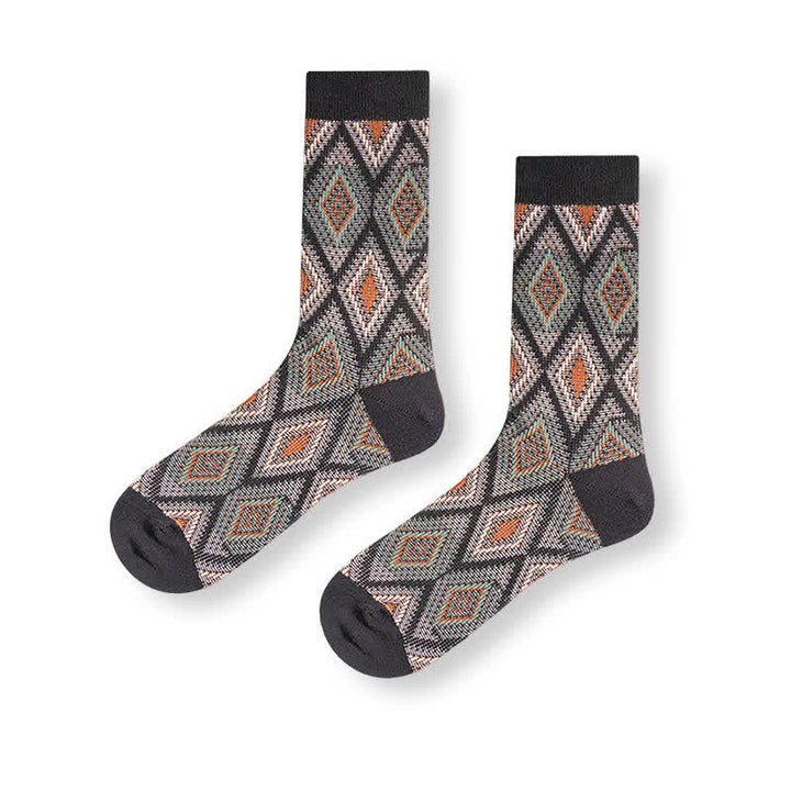 Calcetines de algodón con diseño de mosaico de diamantes divertidos y modernos