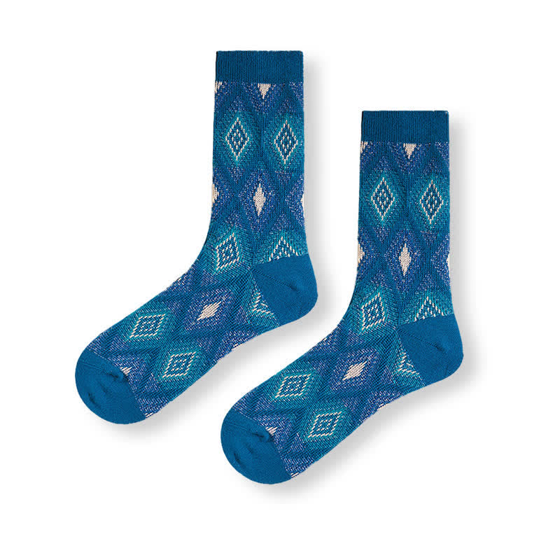 Calcetines de algodón con diseño de mosaico de diamantes divertidos y modernos