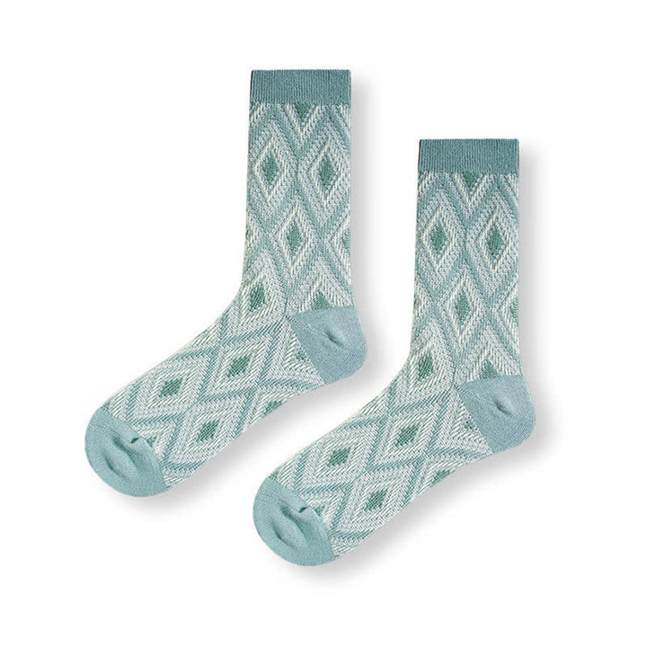 Calcetines de algodón con diseño de mosaico de diamantes divertidos y modernos