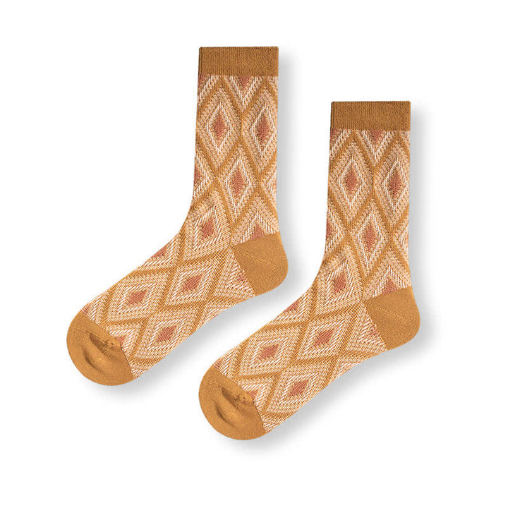 Calcetines de algodón con diseño de mosaico de diamantes divertidos y modernos