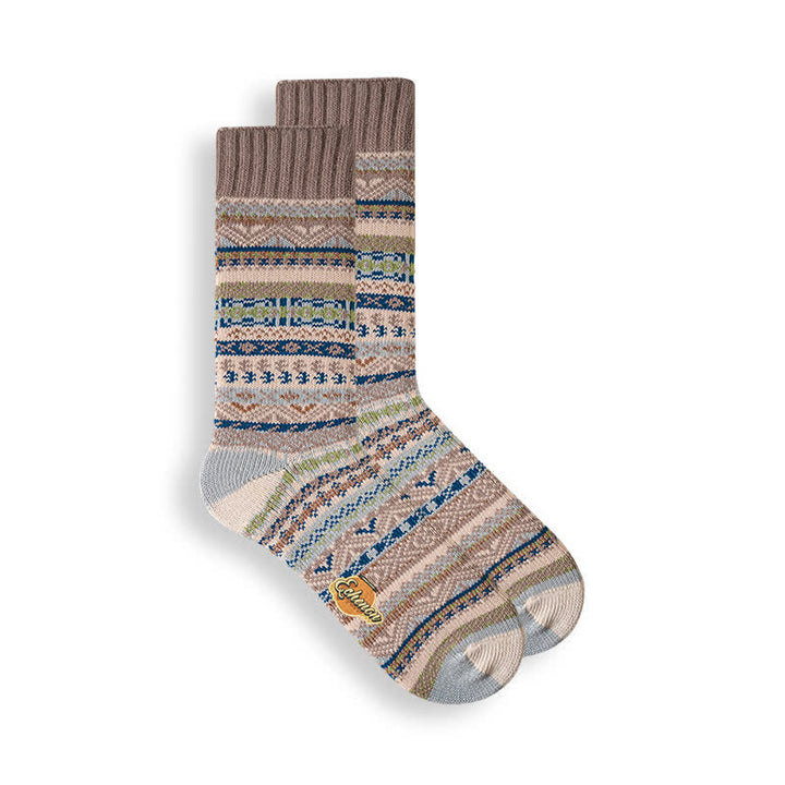 Calcetines de algodón con estampado geométrico de estilo étnico para hombre