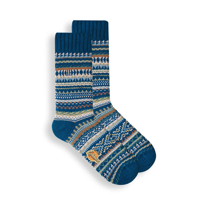 Calcetines de algodón con estampado geométrico de estilo étnico para hombre