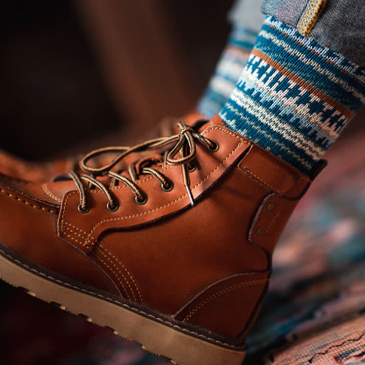Calcetines de algodón con estampado geométrico de estilo étnico para hombre