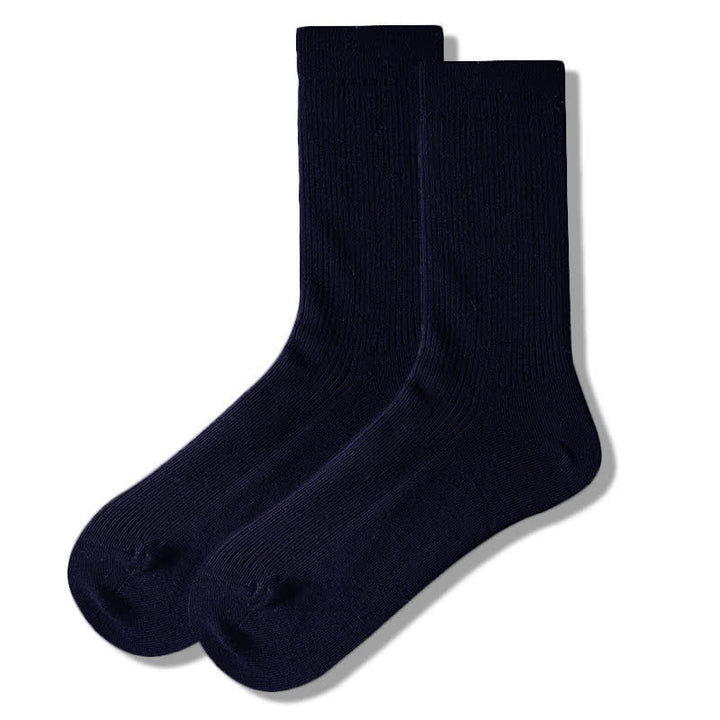 Calcetines cómodos de algodón acanalado de color liso para hombre