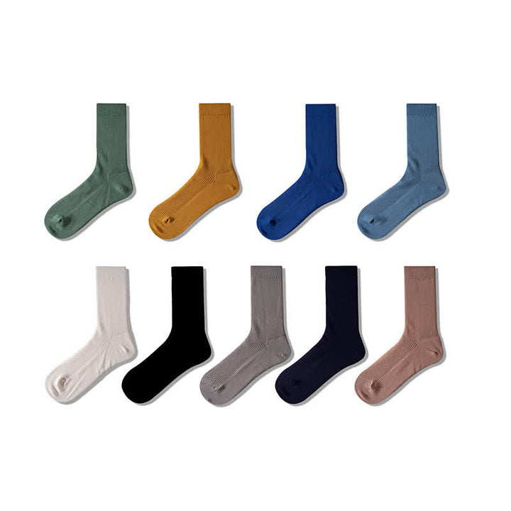 Calcetines cómodos de algodón acanalado de color liso para hombre