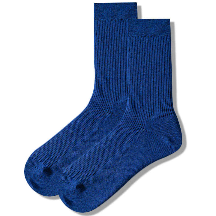 Calcetines cómodos de algodón acanalado de color liso para hombre