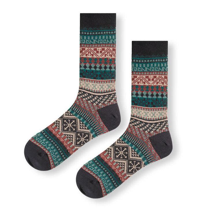 Calcetines de algodón con estampados geométricos tribales vintage.