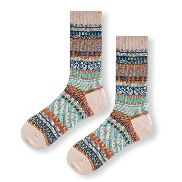 Calcetines de algodón con estampados geométricos tribales vintage.